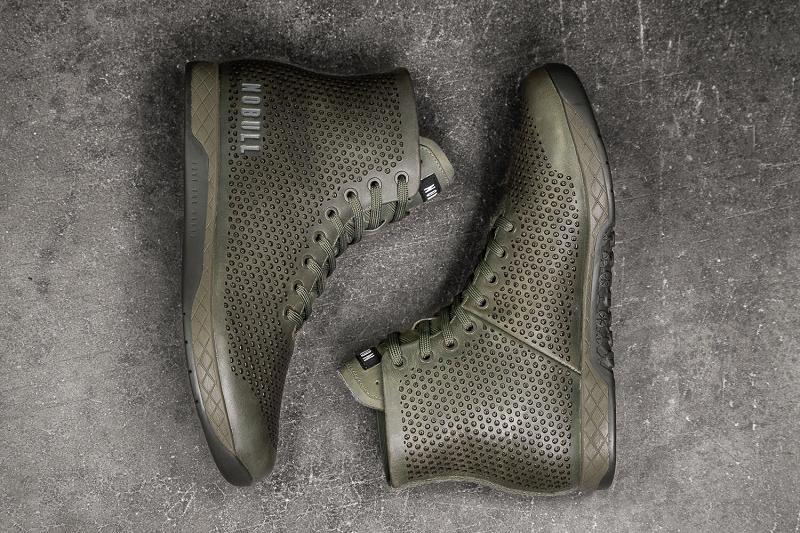 Olive Nobull High-Top Moss Leather Men's Trainers | CA Z1356U